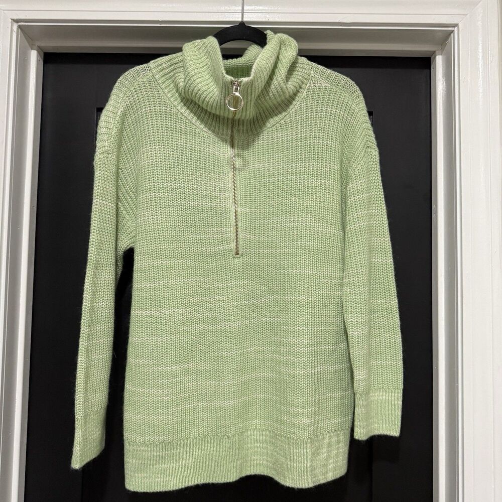 Talbots NWT Green Long Sleeve 1/4 Quarter Zip Pullover Sweater Knit Size XL